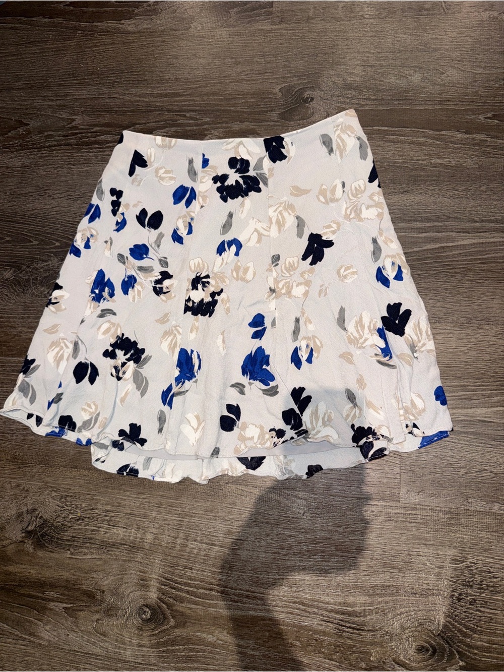 Banana Republic White Mini Skirt with Blue and Navy Floral Print
